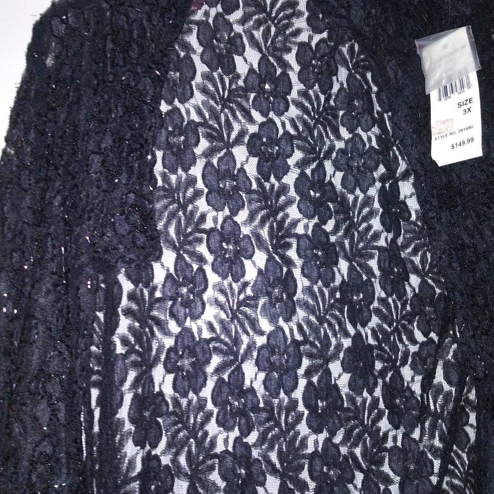 Plus Size Black Sequin Duster